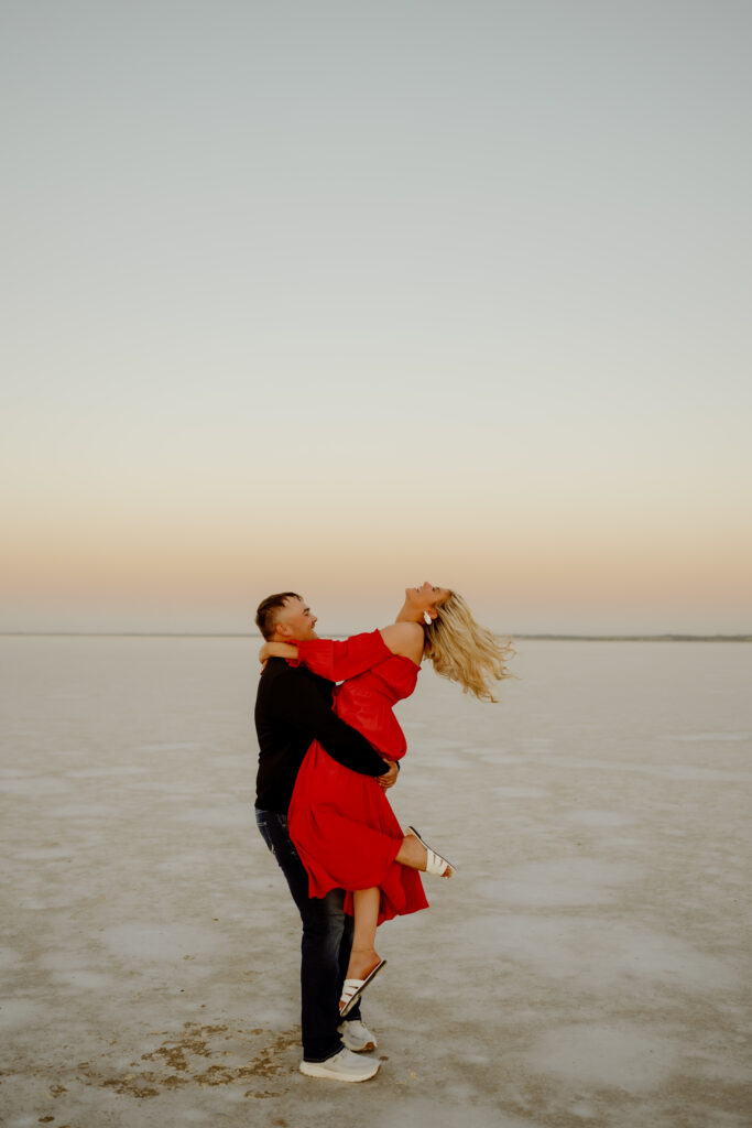 Oklahoma engagement photography session with a rustic Western feel at Salt Plains State Park