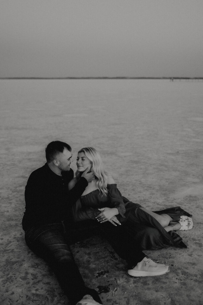 Couple embracing on the salt flats
