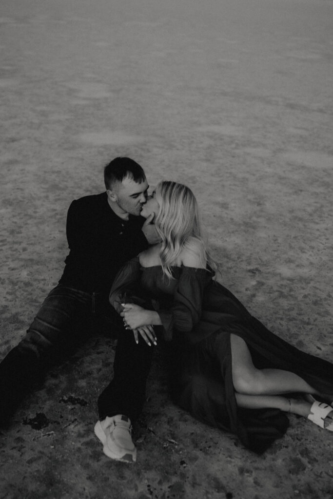 Engagement photography session with a rustic feel at Salt Plains State Park in Oklahoma