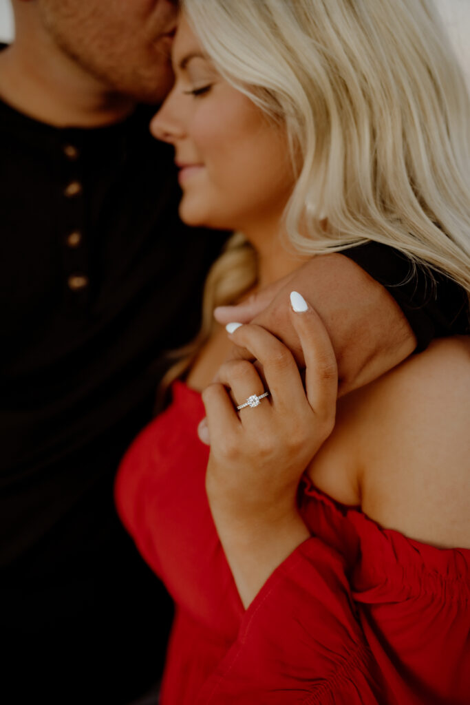 Close-up ring shot of engagement ring at Oklahoma session