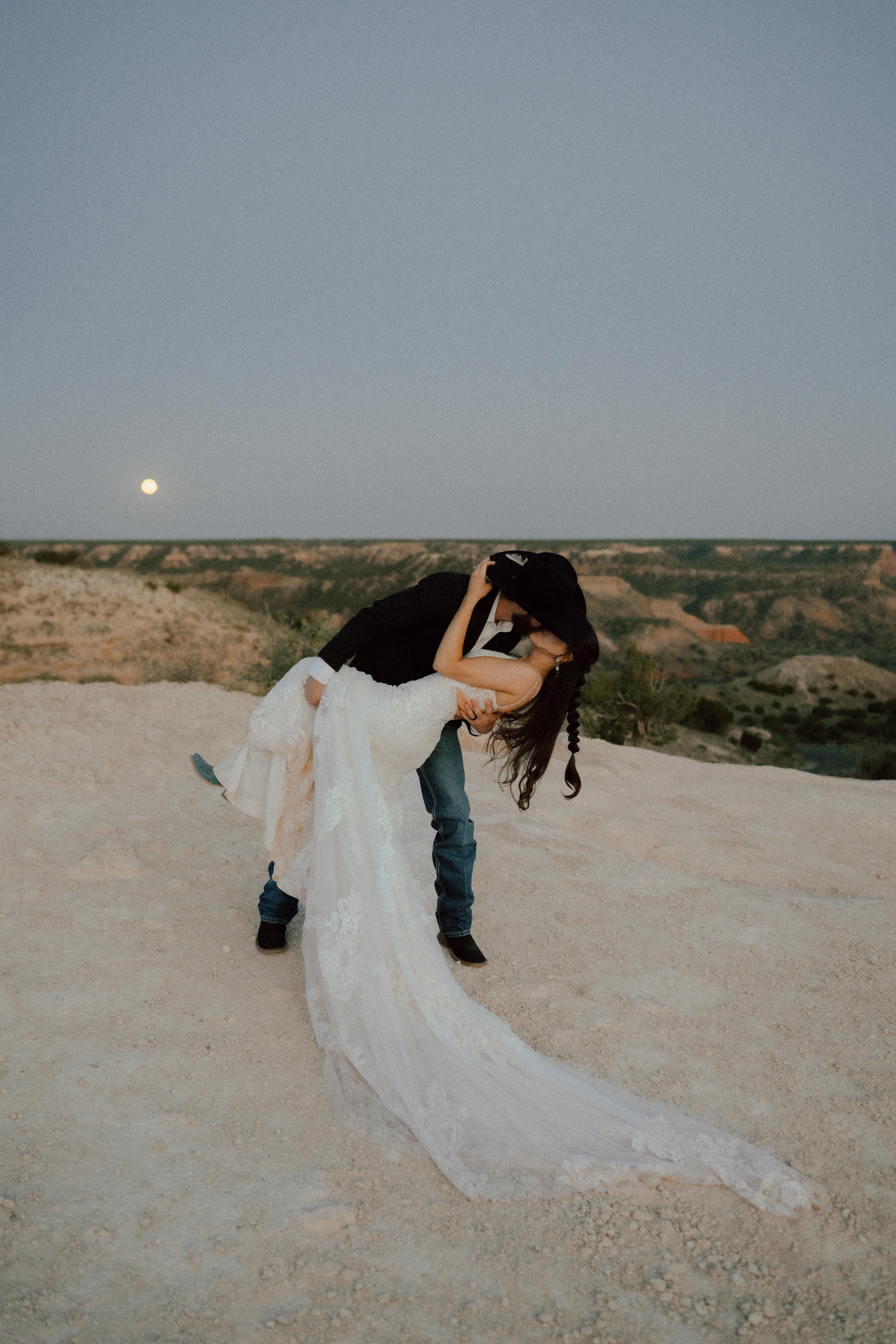 bride and groom at palo duro canyon wedding