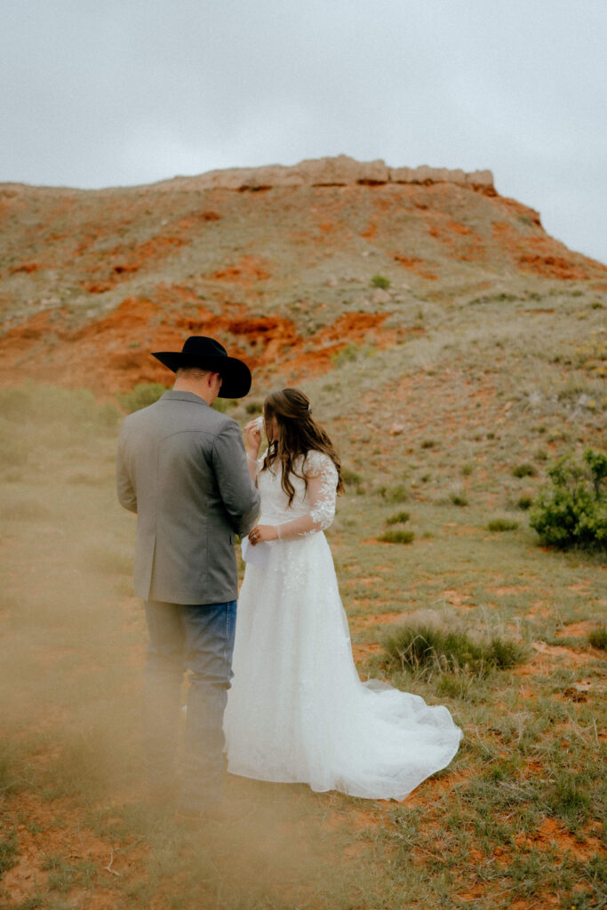 emotional private vows at cowboy wedding