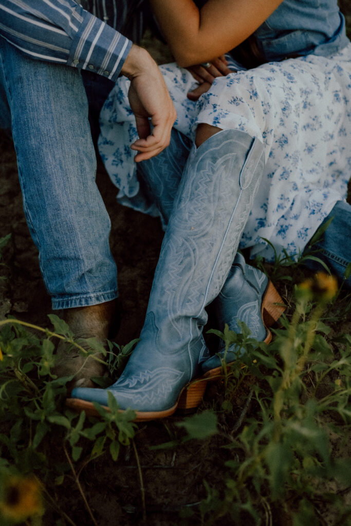cowboy boots at western couples session