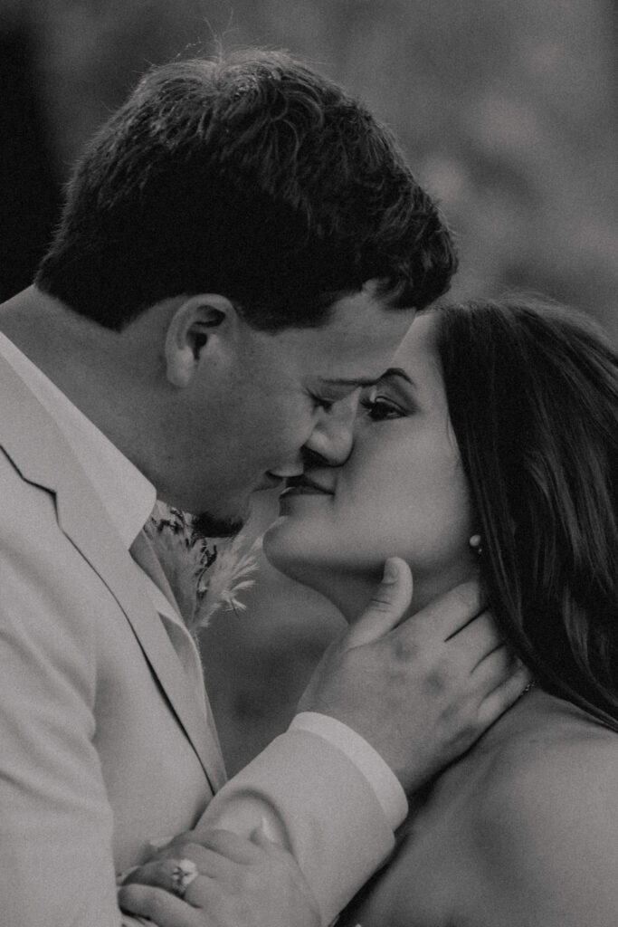 bride and groom at wichita wildlife refuge elopement