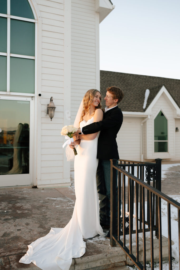 bride and groom portrait at stillwater OK wedding venue