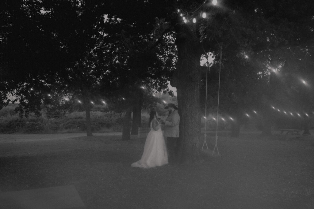 bride and groom portrait at dusk at sparrow beginnings