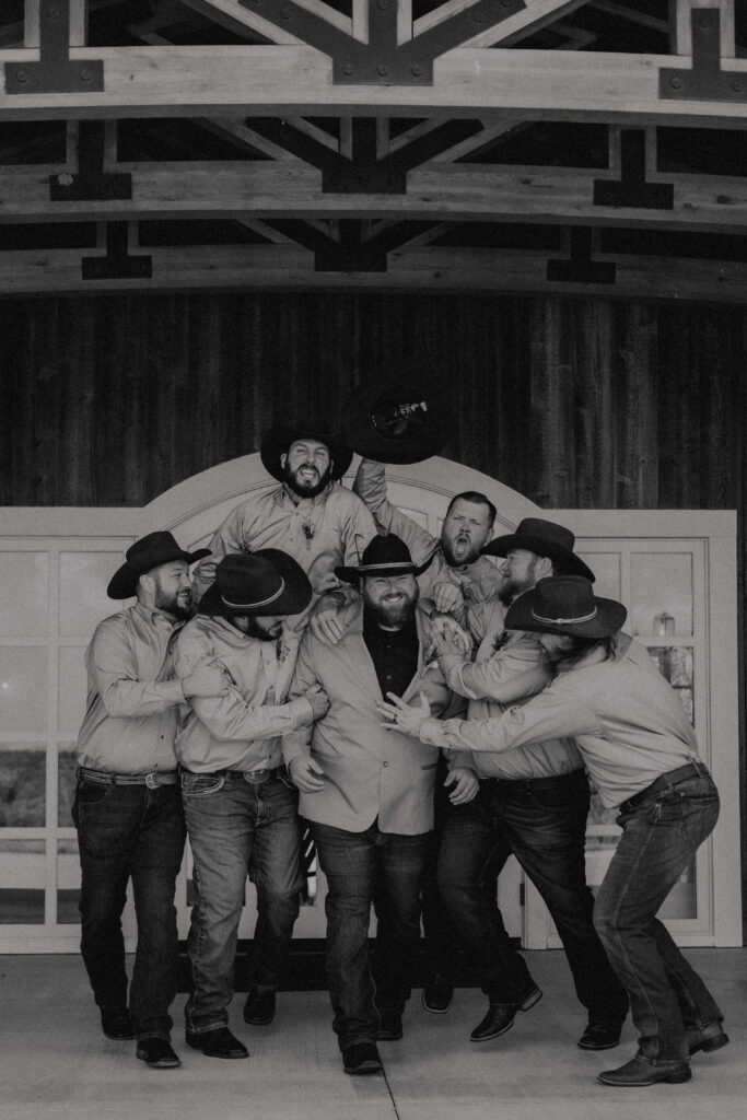 wedding party groomsmen photo at sparrow beginnings