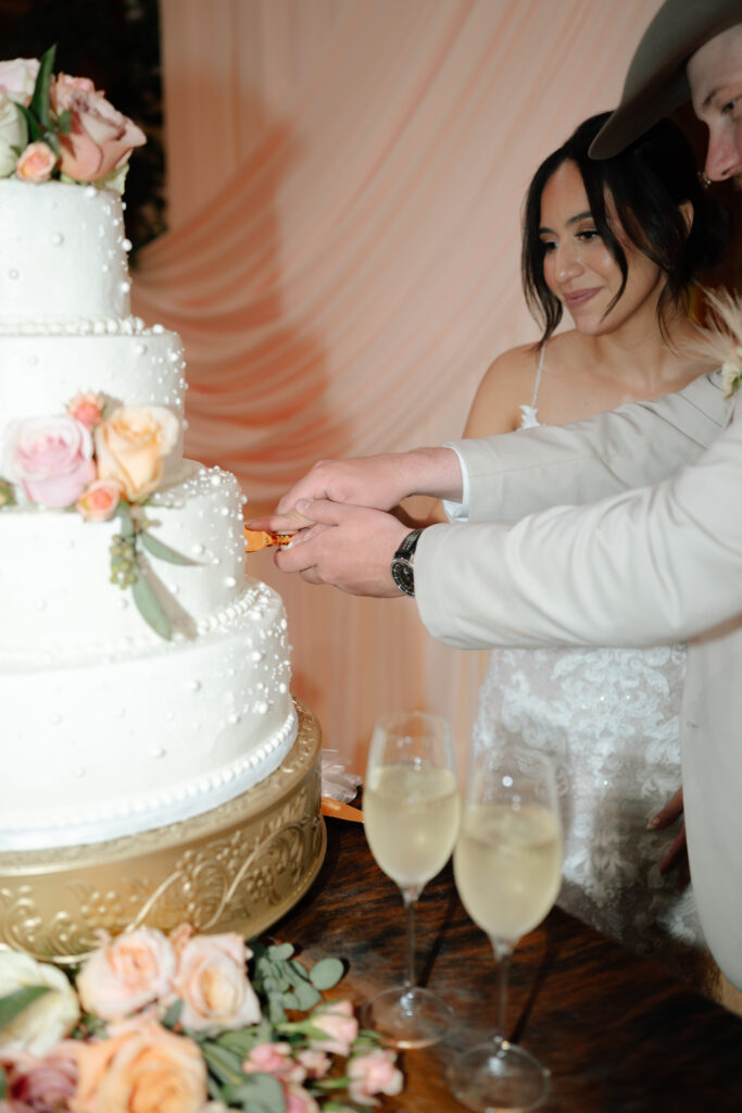cake cutting at Enid wedding venue