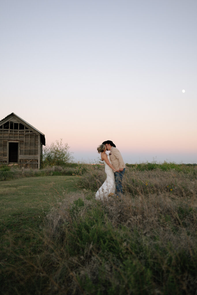 sunset portrait at McGranahan Barn wedding