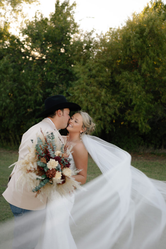 bride and groom portrait at Mcgranahan Barn Wedding