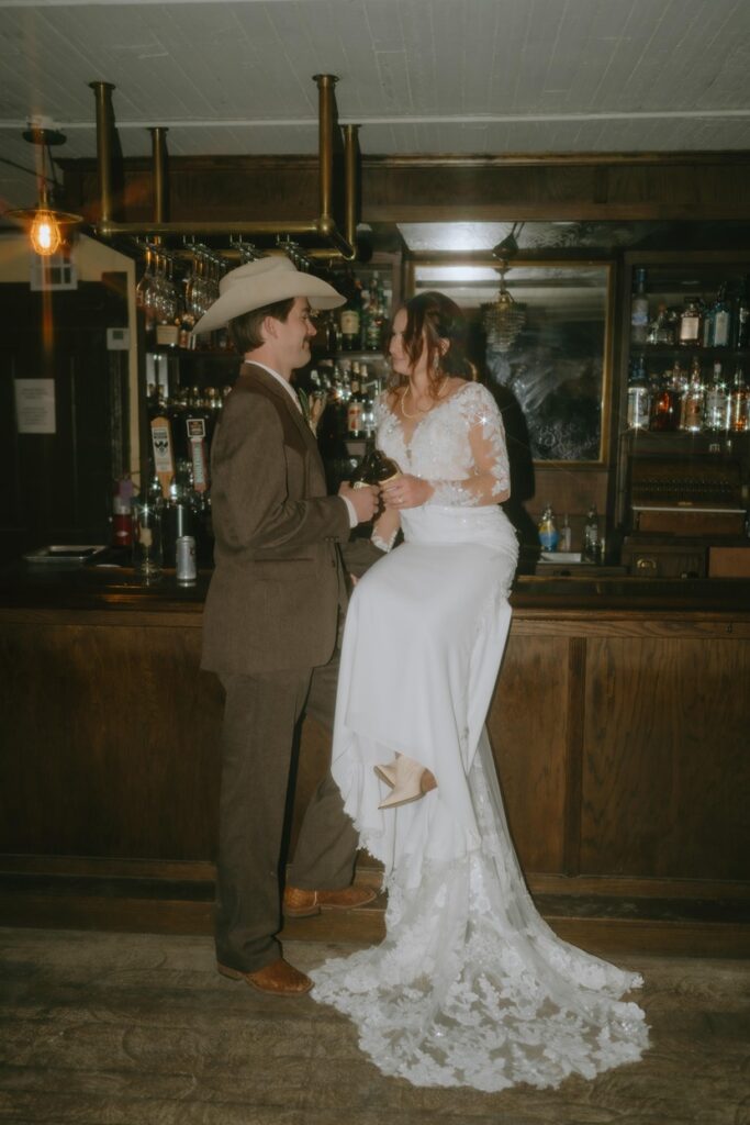 western wedding portrait of bride and groom