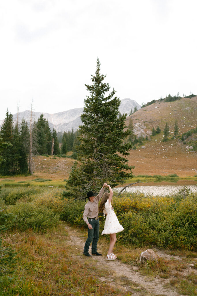 Snowy Mountain Range engagement photo